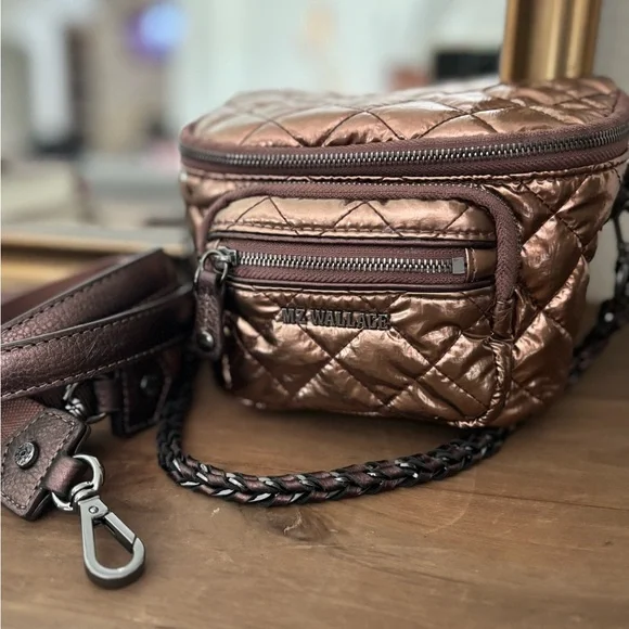 MZ Wallace Quilted Metallic Mini Crosby Crossbody Bag - Picture 2 of 6